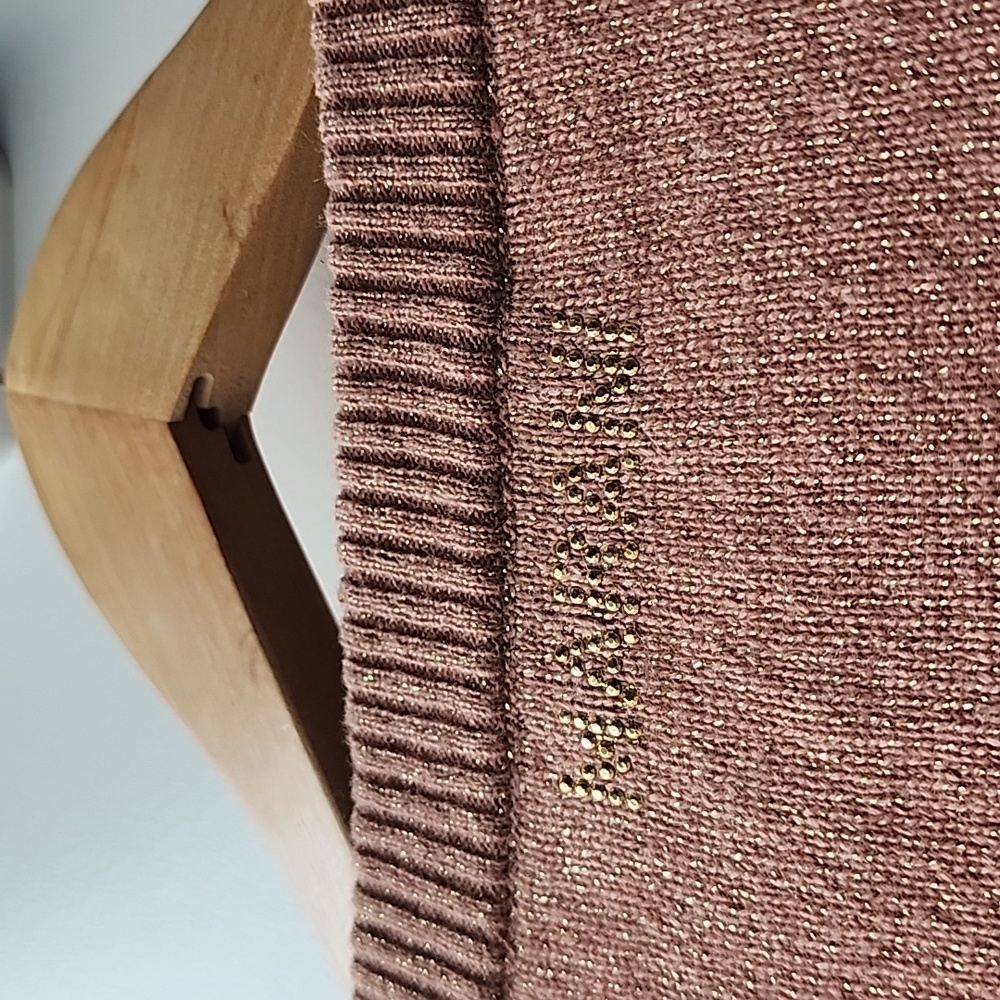 Marani Metallic Oversized Knit Wool Blend Sweater with Enamel Necklace Detail - Picture 9 of 10